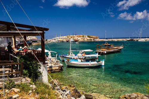 Waterfront restaurant on the old harbor of Hersonissos, Crete