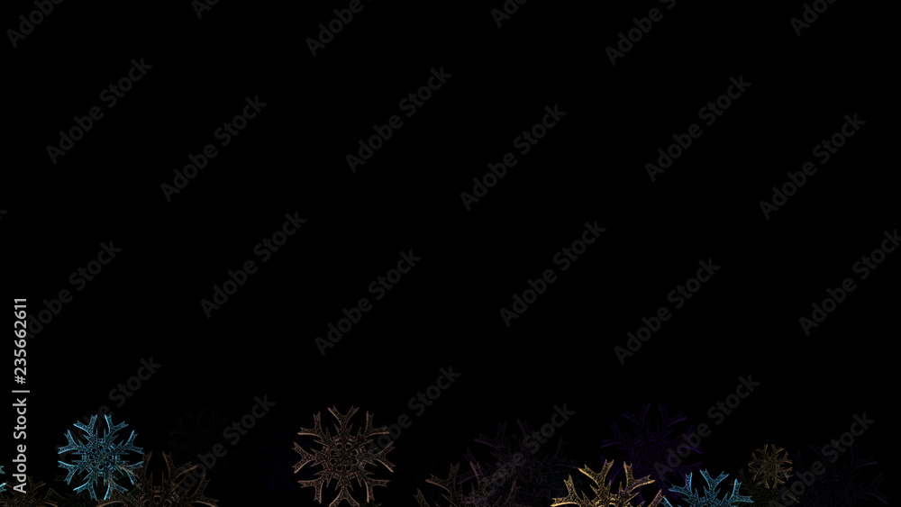 Abstract background with a variety of colorful snowflakes. Big and small. Abstract background with a variety of colorful snowflakes. Big and small.