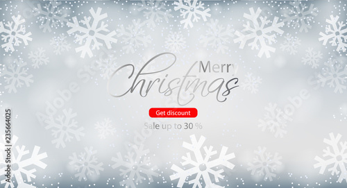 Merry Christmas winter sale brochure Vector. Snowflakes backgrounds