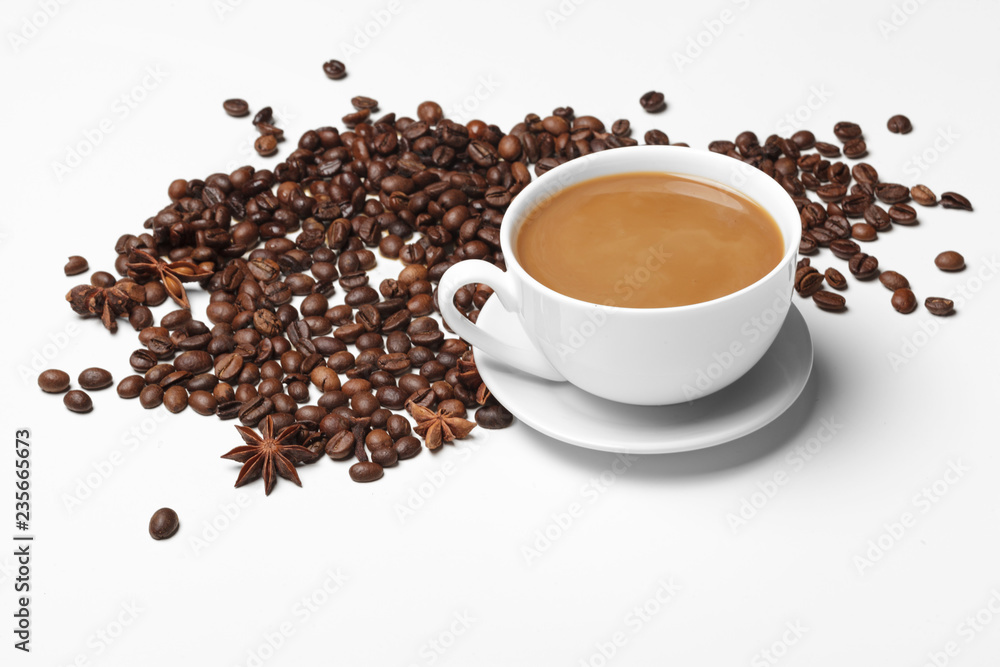 Coffee bean small cup full of coffee bean isolated on white Coffee bean small cup full of coffee bean isolated on white