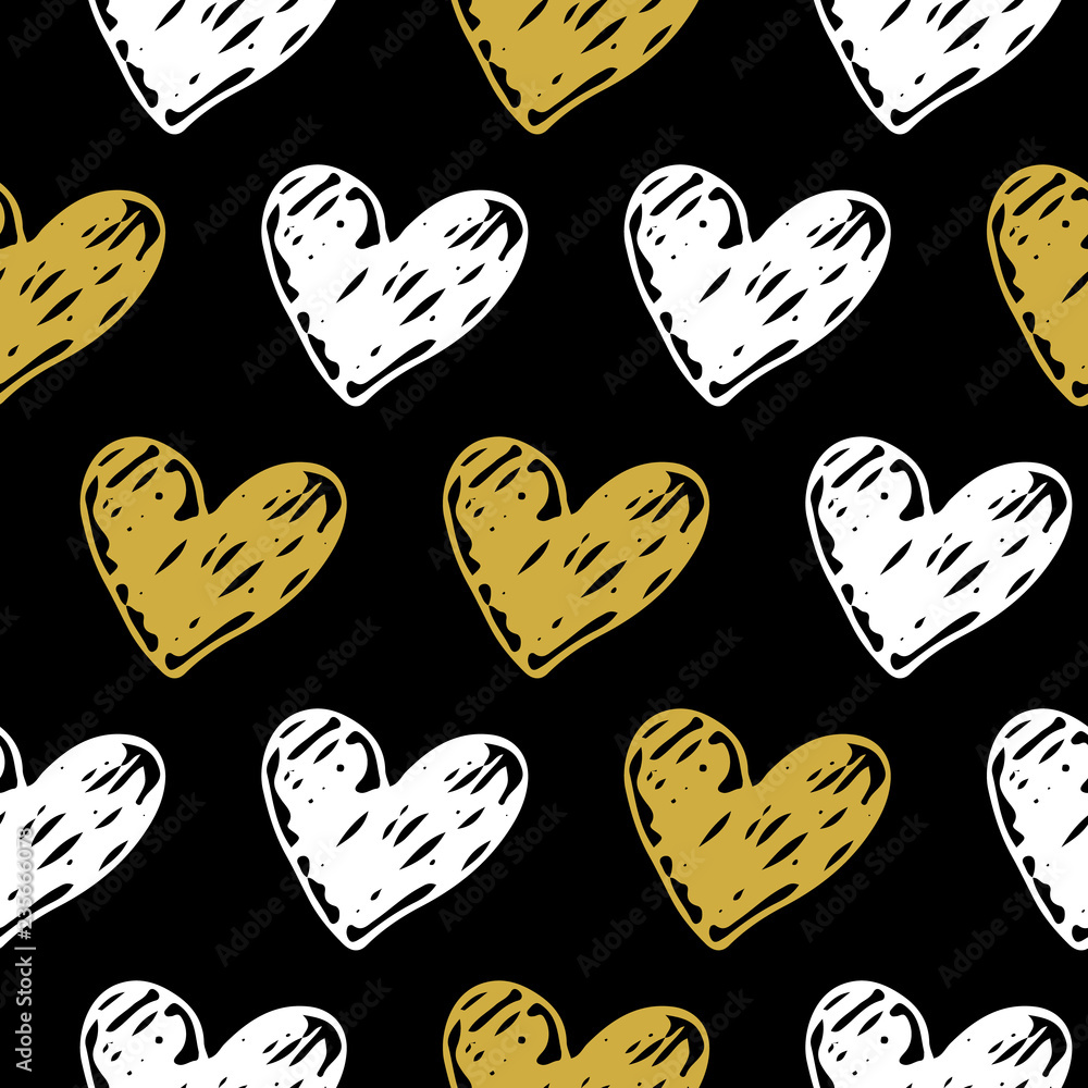 Seamless hand drawn hearts pattern. Nice Ink design for t-shirt, dress, cloths. Seamless hand drawn hearts pattern. Nice Ink design for t-shirt, dress, cloths.