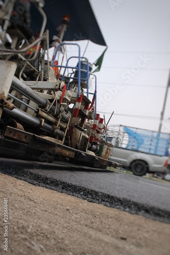 Road construction in Thailand, picture blurred