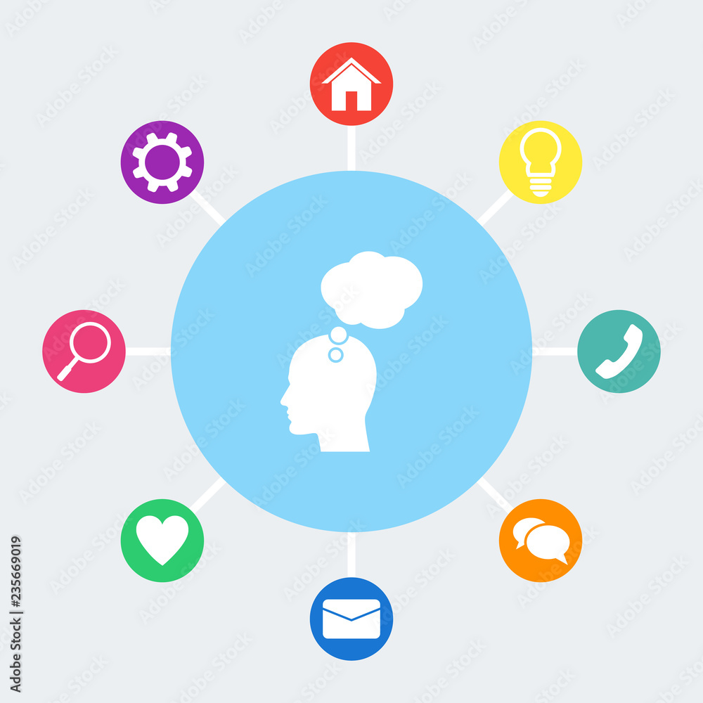 Human profile with speech bubble vector icon. Human profile with speech bubble vector icon.
