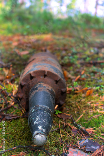 Mortar shell found in the woods photo