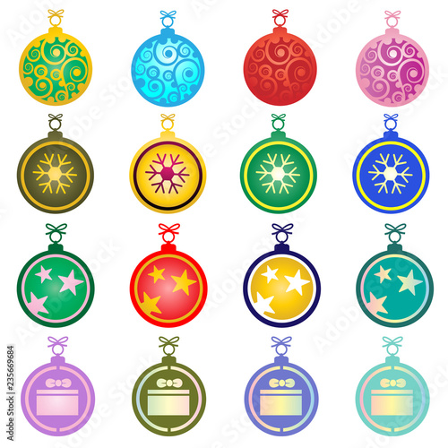 Colorful Christmas balls on white background