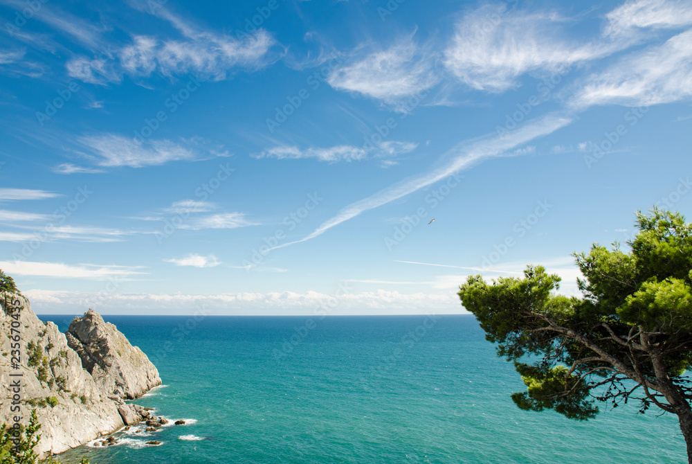 Fototapeta premium view of the sea bay in the mountains