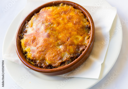 Baked minced meat with cheese