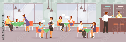 People in cafe vector