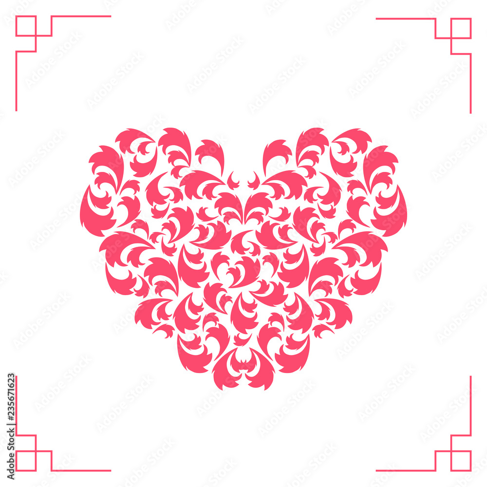 Pink heart on a white background. Valentine's Day. Beautiful gift card with hearts. Elegant design elements. Vector illustration. Pink heart on a white background. Valentine's Day. Beautiful gift card with hearts. Elegant design elements. Vector illustration.