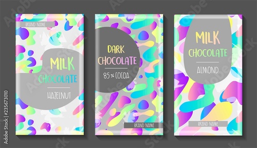 Vector set of chocolate bar package designs.