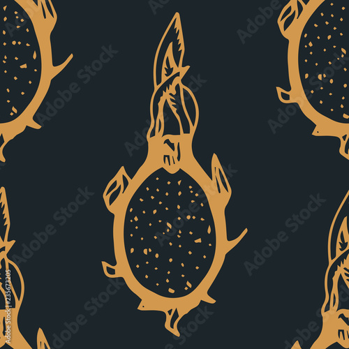 pitaya, pitahaya tropical fruit seamless pattern