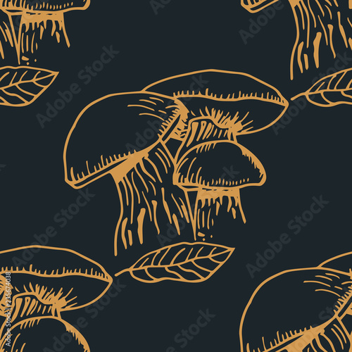 seamless pattern with vegetables mushrooms