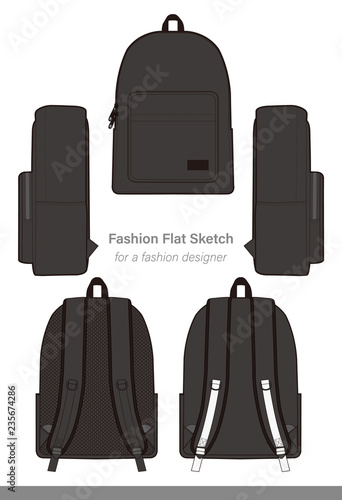 Backpack design illustration flat sketches template