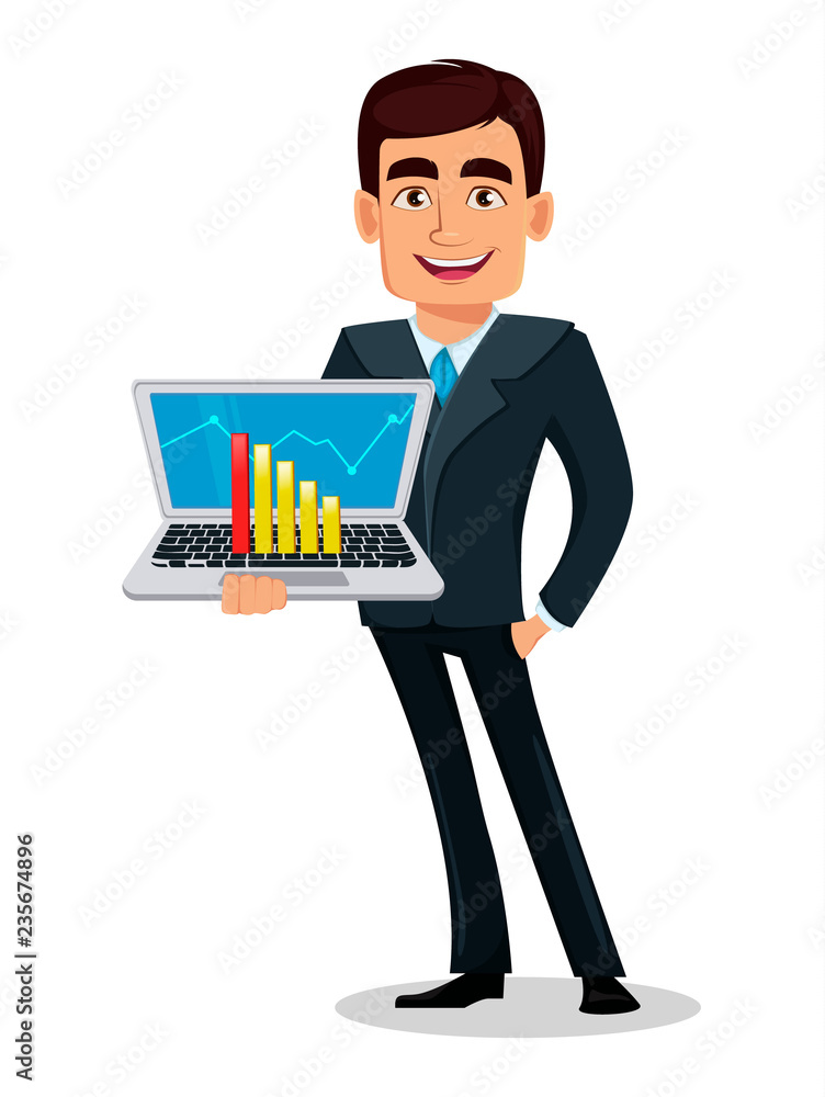 Business man cartoon character in formal suit Business man cartoon character in formal suit