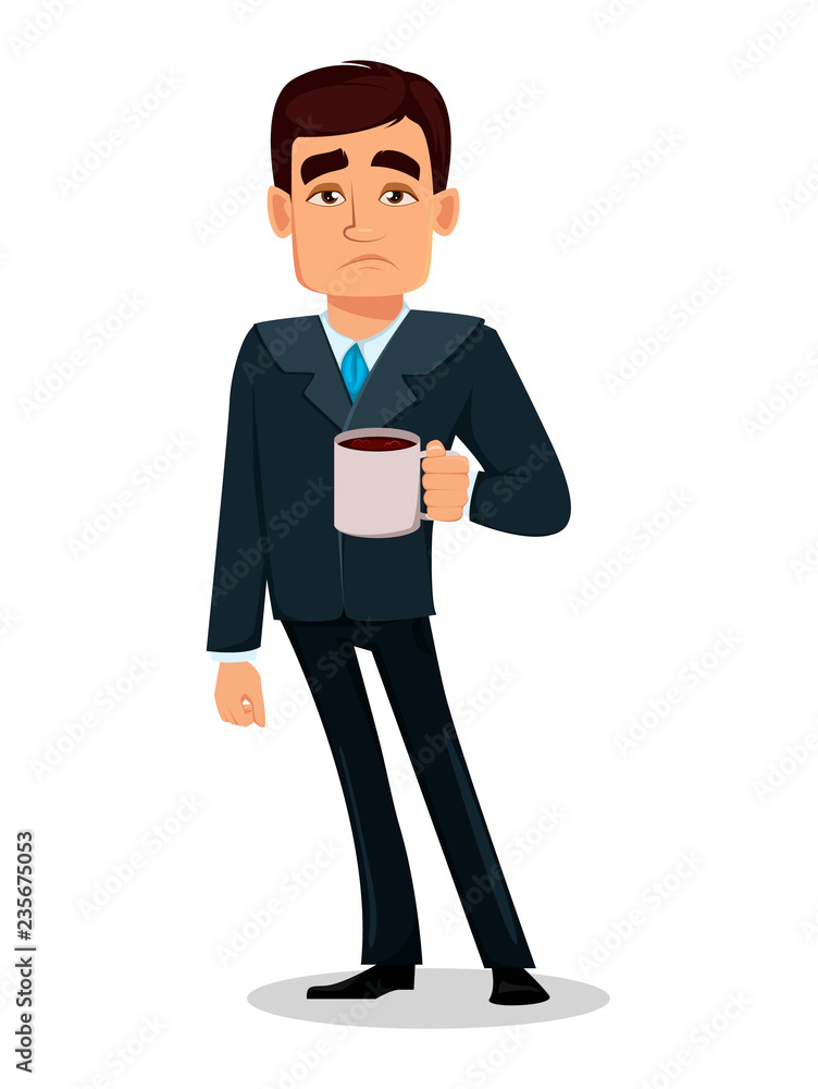 Business man cartoon character in formal suit