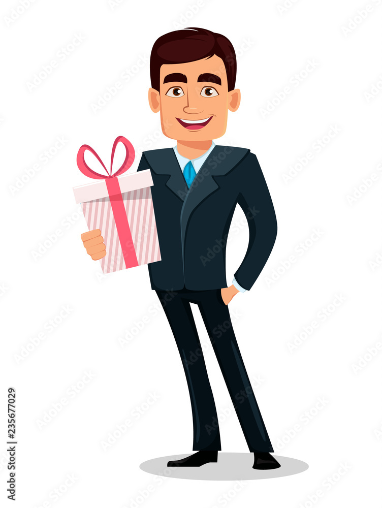Business man cartoon character in formal suit Business man cartoon character in formal suit