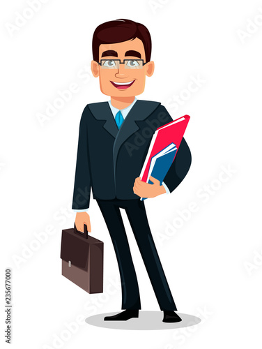 Business man cartoon character in formal suit