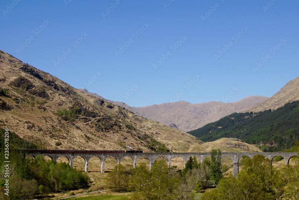 Glenfinnan viaduct with Jacobite steam train