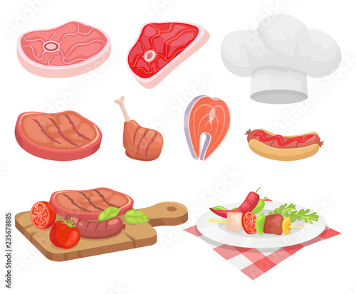 Meat Types Beef and Chicken Vector Illustration