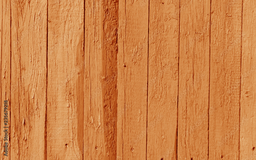 Fototapeta premium Old wooden wall in orange color.