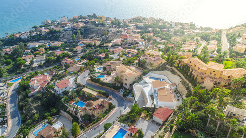 Big villa with swimming pool situated on sea side drone shoot 