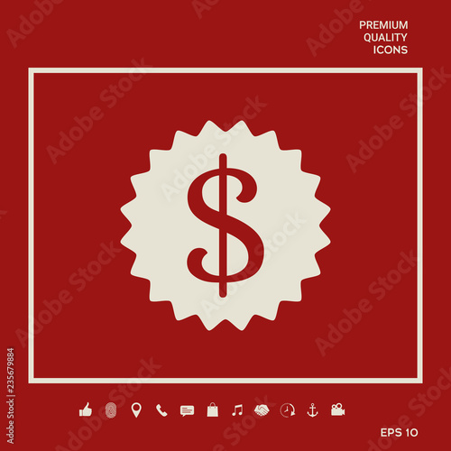 Dollar symbol on medal - icon. Graphic elements for your design