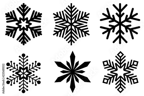Set of different snowflakes isolated on white