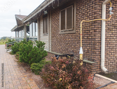 modern restaurant with tile pavement and landscape design