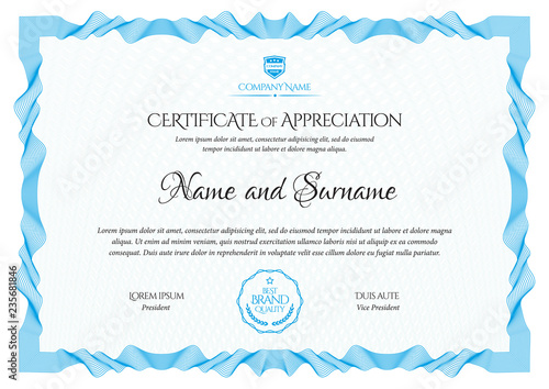 Certificate template. Diploma of modern design or gift certificate.