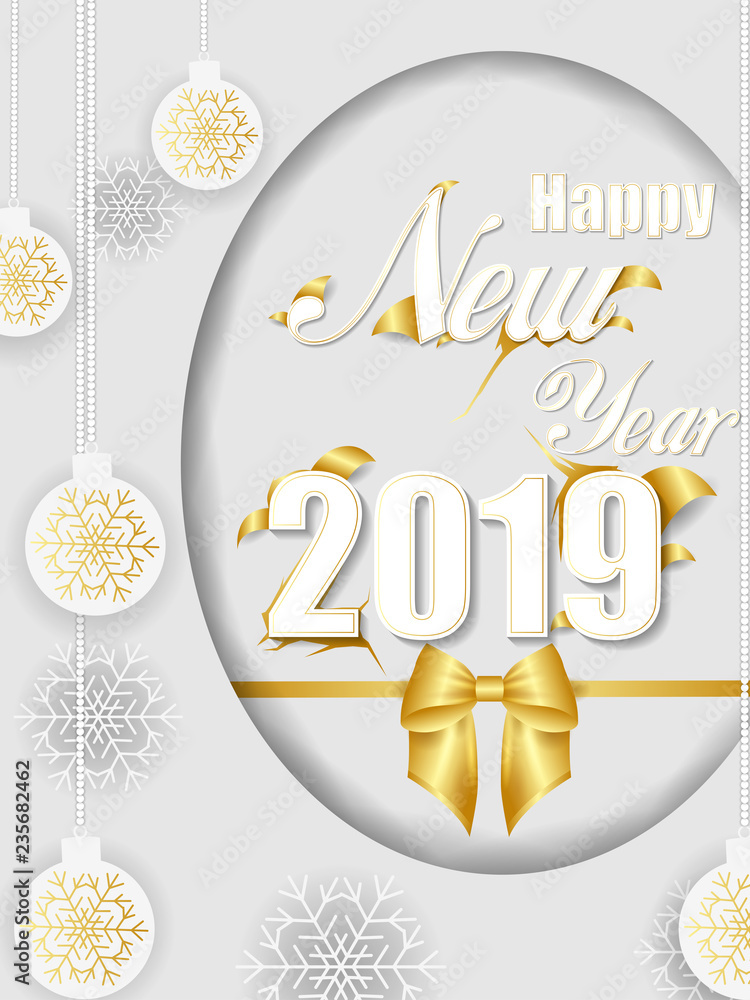 Naklejka premium Seasons greetings background for Happy New Year 2019