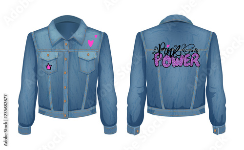 Punk Power Denim Jeans Jacket Vector Illustration