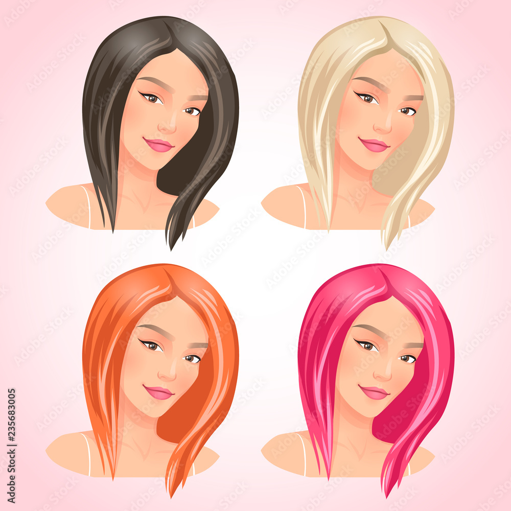 Girls with different hair.