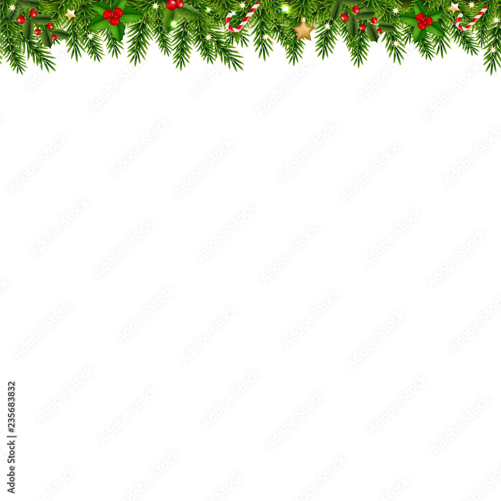 Christmas Garland Transparent White Background