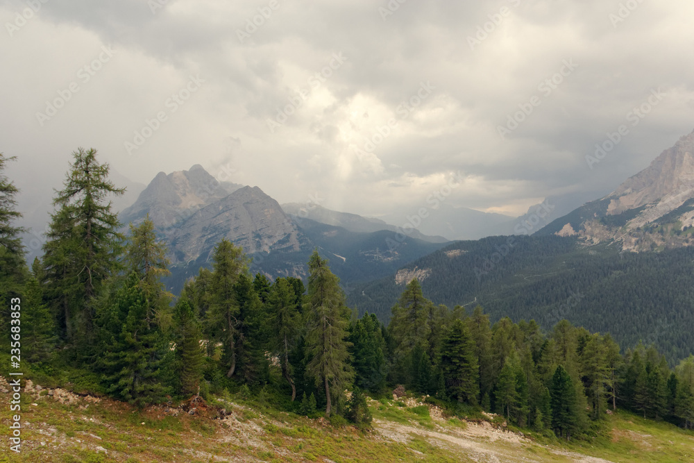 Beautiful Dolomite Mountains near Misurina Mountain Lake.