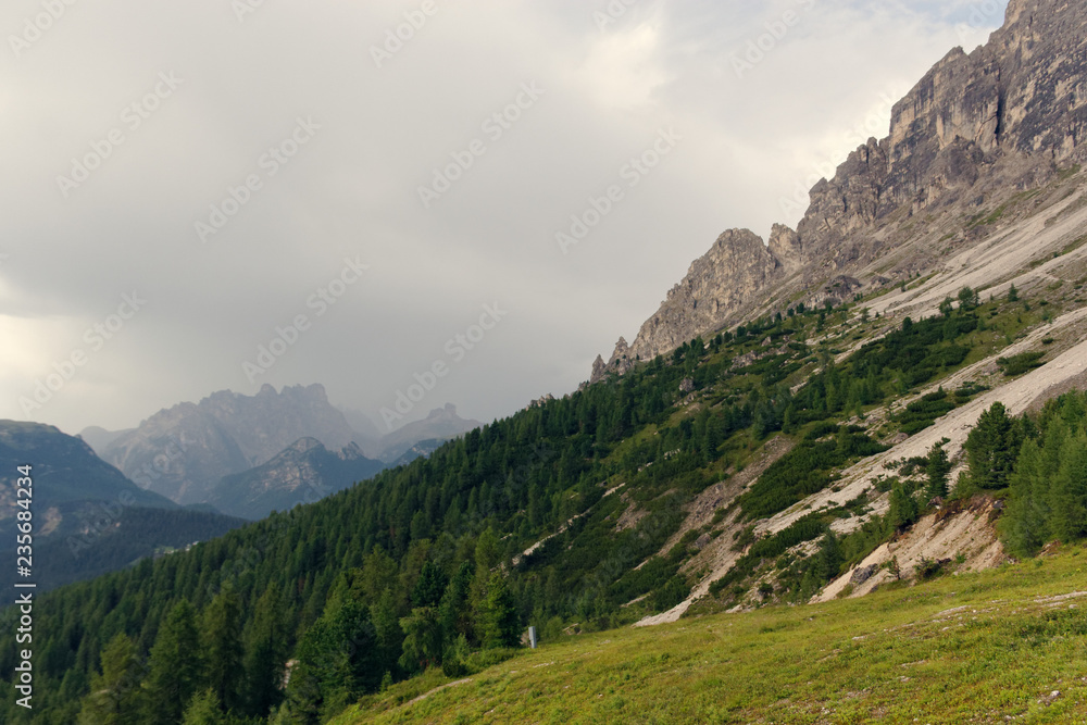 Fototapeta premium Beautiful Dolomite Mountains near Misurina Mountain Lake.