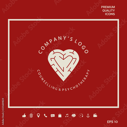 Logotype - a heart with the labirint - a symbol of the search for love, happiness, rapport. Graphic elements for your design