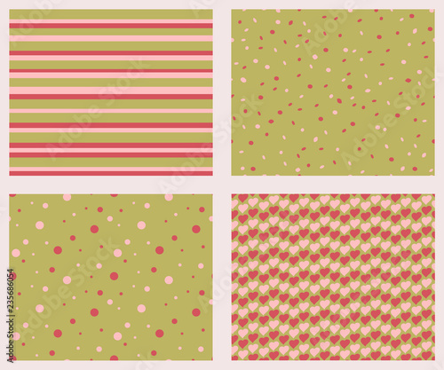 Set of seamless patterns, vector. Use for background, print on fabric, wallpaper and more