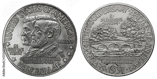 1937 Antietam silver half dollar coin