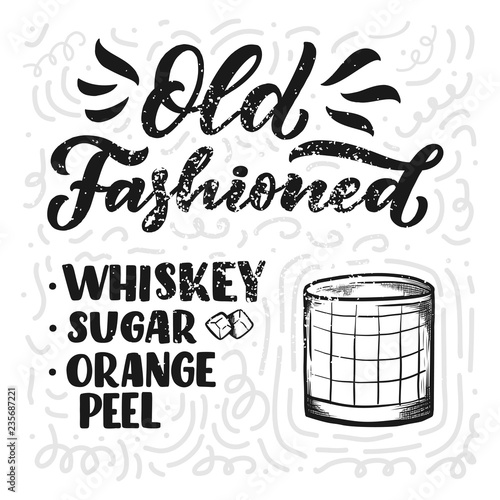 Lettering name of cocktail recipe. Template for card banner and poster for bar menu and restaurant
