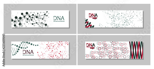 Set of Minimalist medicine design of landing page template with dna colorful background. Vector illustration eps 10.