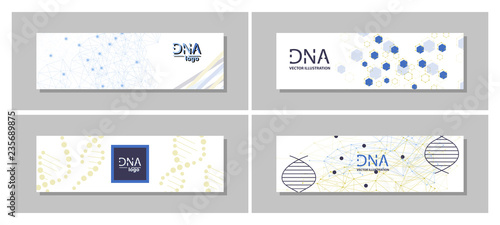Set of Minimalist medicine design of landing page template with dna colorful background. Vector illustration eps 10.