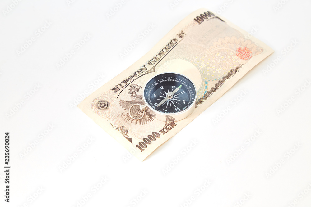 Closeup of Japanese yen notes coin Closeup of Japanese yen notes coin
