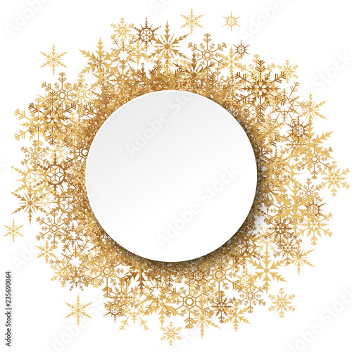 snowflakes behind white empty frame