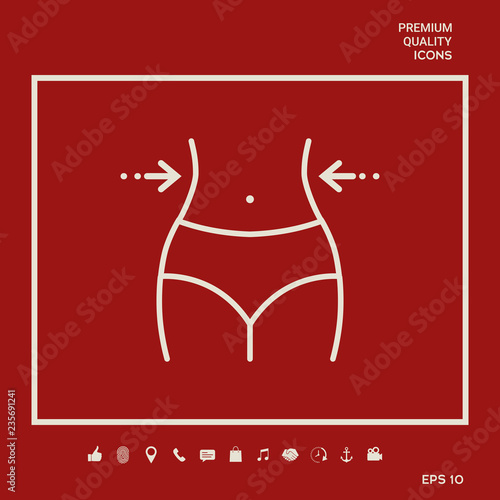 Women waist, weight loss, diet, waistline - line icon. Graphic elements for your design