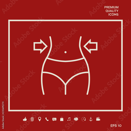 Women waist, weight loss, diet, waistline line icon. Graphic elements for your design