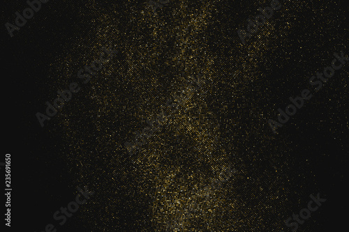 Gold Glitter Halftone Dotted Backdrop. Abstract Circular Retro Pattern. Pop Art Style Background. Golden Explosion Of Confetti. Digitally Generated Image. Vector Illustration, Eps 10. 