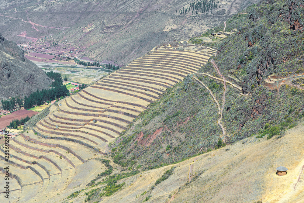Agricultural terraces at the Incan ruins of Pisac, Peru