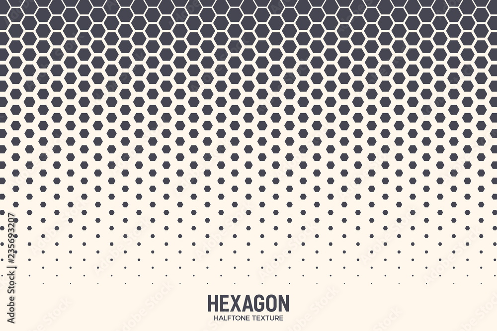 Hexagon Vector Abstract Geometric Technology Background. Halftone Hex Retro Simple Pattern. Minimal Style Dynamic Tech Wallpaper