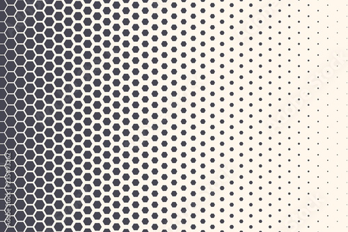 Hexagon Vector Abstract Geometric Technology Background. Halftone Hex Retro Simple Pattern. Minimal Style Dynamic Tech Wallpaper