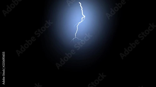 15 Realistic lightning strikes over black background. Thunderstorm with flashing lightning thunderbolt 
 photo